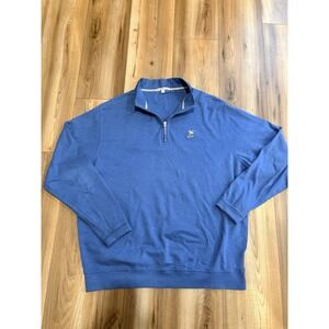 Peter Millar Cotton Golf Quarterzip Pullover Mens XL Blue Preppy Casual